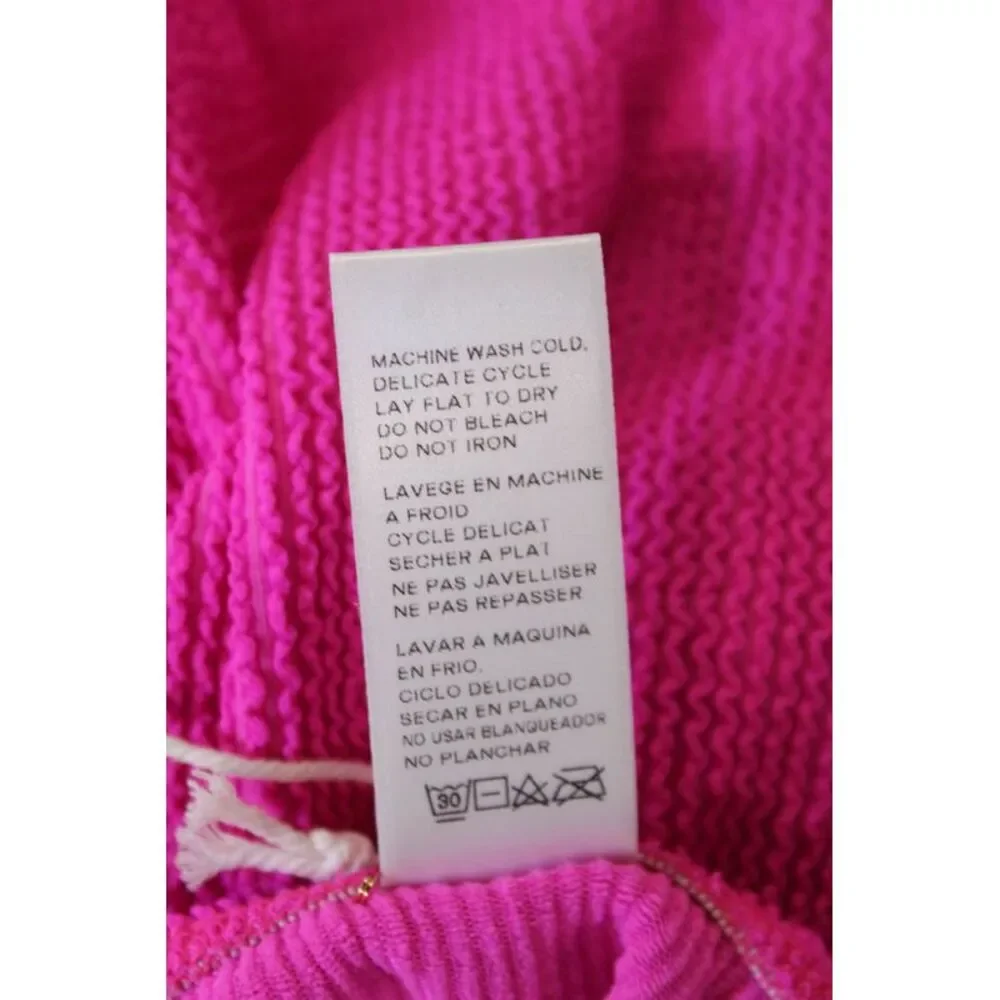 Good American Womens Textured High Waisted Bikini Bottoms Pink Size 5/6